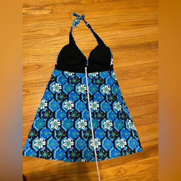 Coco Reef Halter Swim Coverup Dress Tropical Blue White Green Black Mini Dress S - Picture 4 of 11